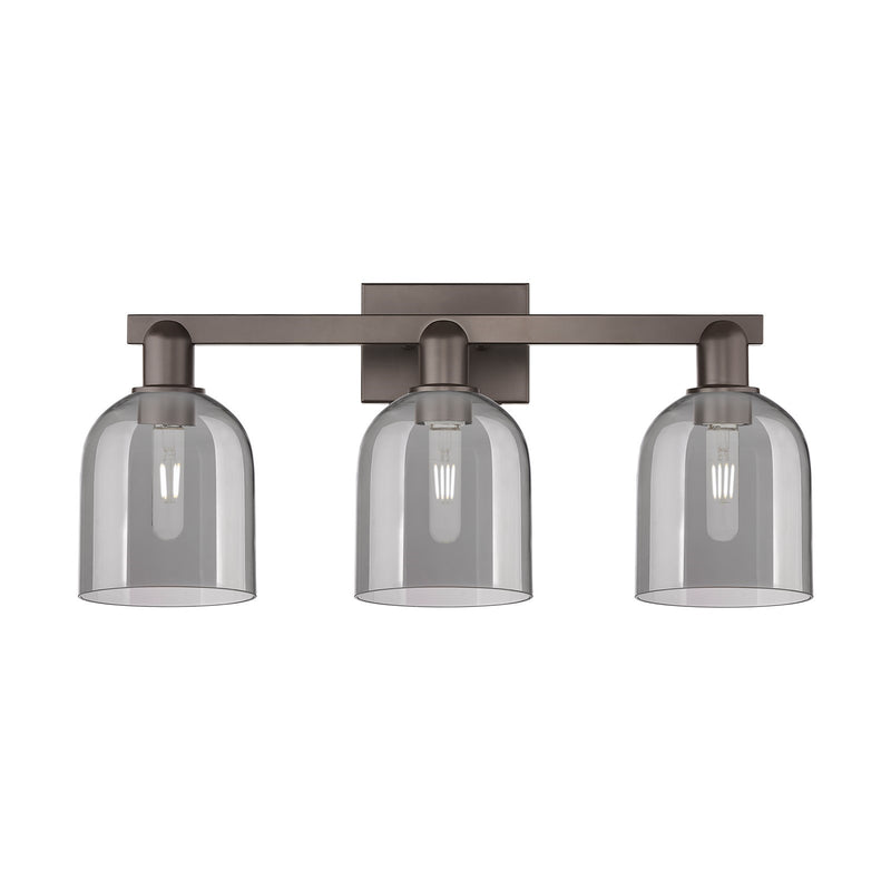 Innovations Bella 25in 3-Light Bath Vanity Light | Industrial Oil Rubbed Bronze and Light Smoke Glass | Bathroom Vanity | 24.5 | Model 716-3W-OB-G558-6SM