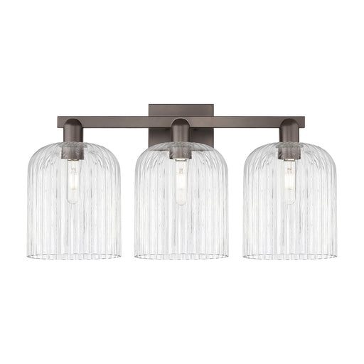 Innovations Bridal Veil 27in 3-Light Bath Vanity Light | Industrial Oil Rubbed Bronze Steel and Clear Ribbed Glass | Bathroom | Model 716-3W-OB-G559-8CL