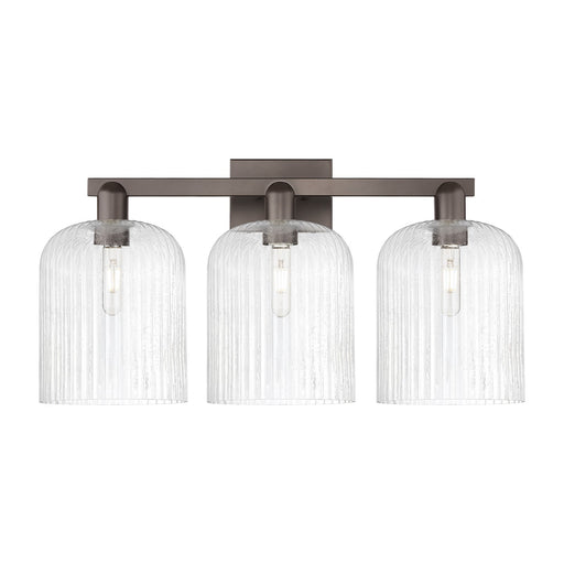 Innovations Bridal Veil 27in 3-Light Bath Vanity Light | Industrial Oil Rubbed Bronze Steel and Seedy Ribbed Glass | Bathroom | Model 716-3W-OB-G559-8SDY