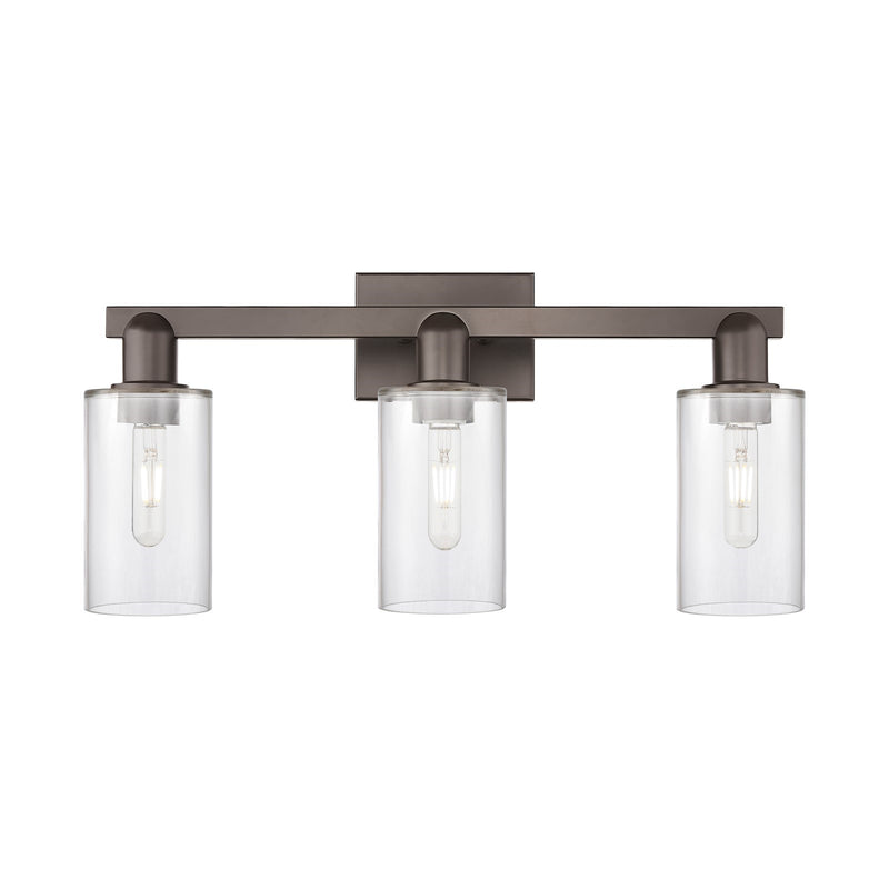 Innovations Clymer 23in 3-Light Bath Vanity Light | Industrial Oil Rubbed Bronze Steel and Clear Glass | Bathroom Vanity | 22.88 x | Model 716-3W-OB-G802