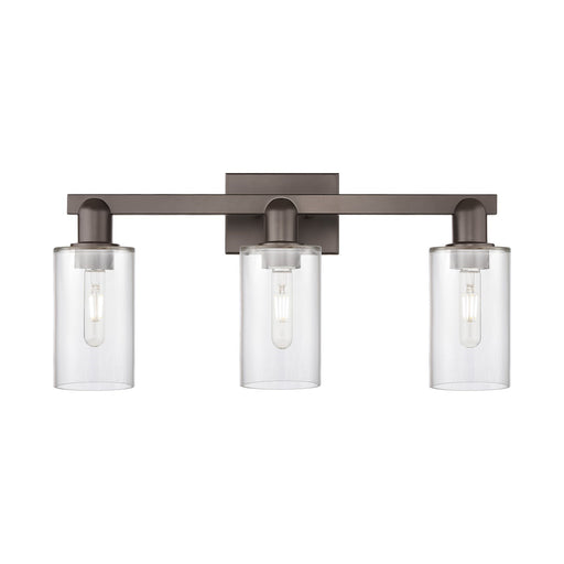 Innovations Clymer 23in 3-Light Bath Vanity Light | Industrial Oil Rubbed Bronze Steel and Clear Glass | Bathroom Vanity | 22.88 x | Model 716-3W-OB-G802