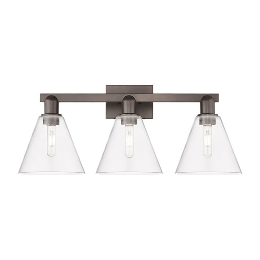 Innovations Berkshire 26in 3-Light Bath Vanity Light | Industrial Oil Rubbed Bronze Steel and Clear Glass | Bathroom Vanity | 26 | Model 716-3W-OB-GBC-82