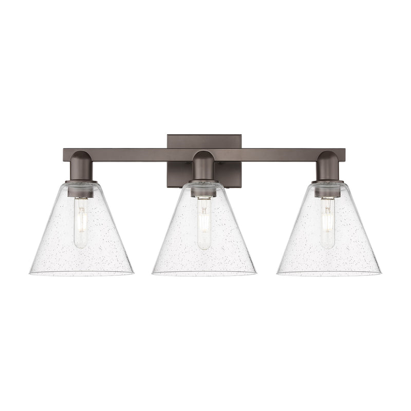 Innovations Berkshire Glass 26in 3-Light Bath Vanity Light | Industrial Oil Rubbed Bronze and Seedy Glass | Bathroom Vanity | 26 | Model 716-3W-OB-GBC-84
