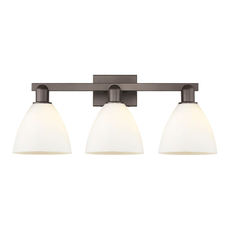 Innovations Bristol 27in 3-Light Bath Vanity | Industrial Oil Rubbed Bronze and Matte White Glass | Bathroom Vanity Light | 26.5 | Model 716-3W-OB-GBD-751
