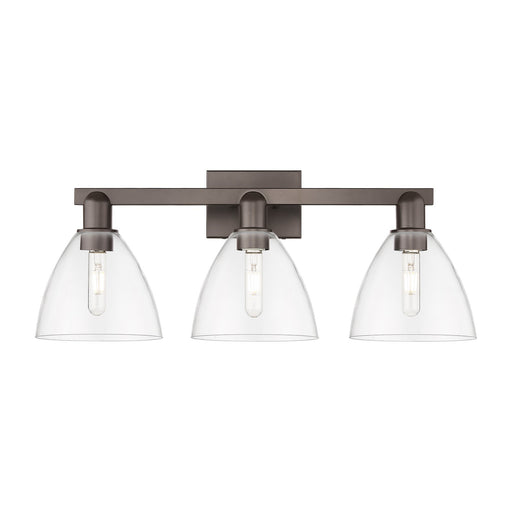 Innovations Bristol 27in 3-Light Bath Vanity | Industrial Oil Rubbed Bronze Steel and Clear Glass | Bathroom Vanity & Powder | Model 716-3W-OB-GBD-752