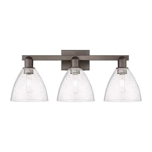 Innovations Bristol 27in 3-Light Bath Vanity | Industrial Oil Rubbed Bronze Steel and Seedy Glass | Bathroom Vanity Light | 26.5 | Model 716-3W-OB-GBD-754
