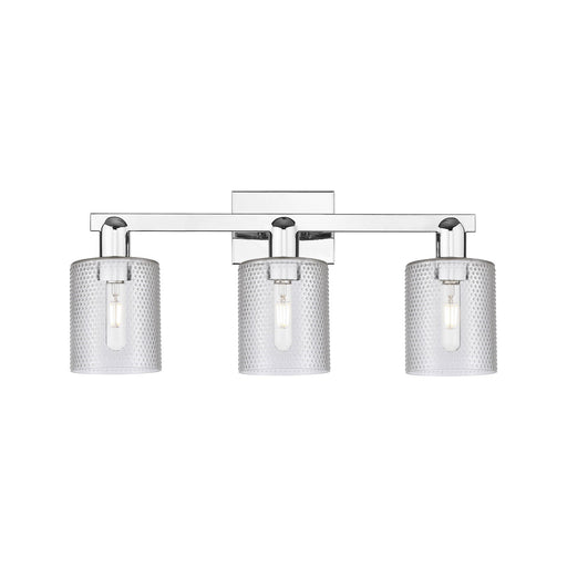 Innovations Cobbleskill 24in 3-Light Bath Vanity | Industrial Polished Chrome Steel and Clear Glass | Bathroom Vanity Light | 24 x | Model 716-3W-PC-G112