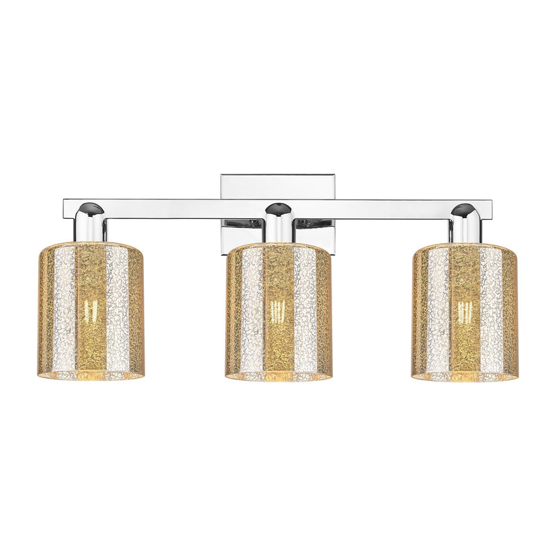 Innovations Cobbleskill 24in 3-Light Bath Vanity | Industrial Polished Chrome and Mercury Glass | Bathroom Vanity Above Mirror | 24 | Model 716-3W-PC-G116