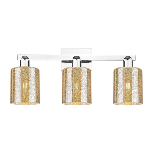 Innovations Cobbleskill 24in 3-Light Bath Vanity | Industrial Polished Chrome and Mercury Glass | Bathroom Vanity Above Mirror | 24 | Model 716-3W-PC-G116