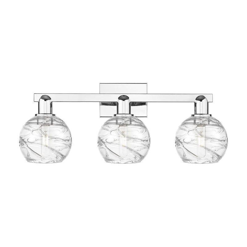 Innovations Athens Deco Swirl 26in 3-Light Bath Vanity Light | Industrial Polished Chrome and Clear Deco Swirl Glass | Model 716-3W-PC-G1213-6CL