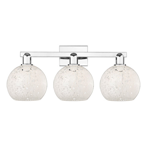Innovations Lighting White Mouchette 27in 3-Light Bath Vanity Light | Industrial Polished Chrome and White Glass | Bathroom | Model 716-3W-PC-G1216-8WM