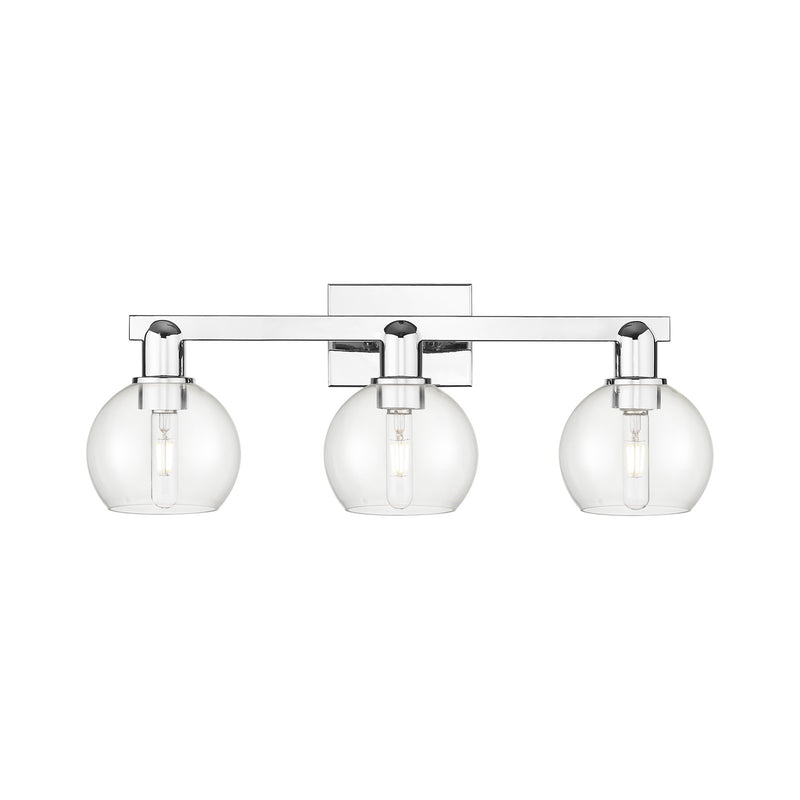 Innovations Athens 25in 3-Light Bath Vanity | Industrial Polished Chrome and Clear Glass | Bathroom & Powder Room | 24.88 x 7.44 | Model 716-3W-PC-G122-6