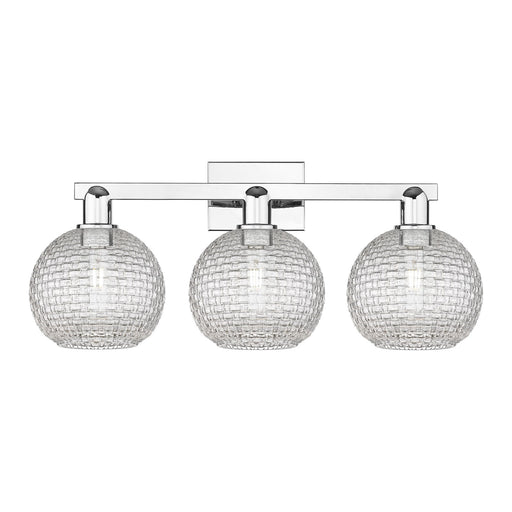 Innovations Athens 27in 3-Light Bath Vanity | Polished Chrome Steel and Clear Basket Weave Glass | Bathroom Vanity Light | Model 716-3W-PC-G122C-8CL