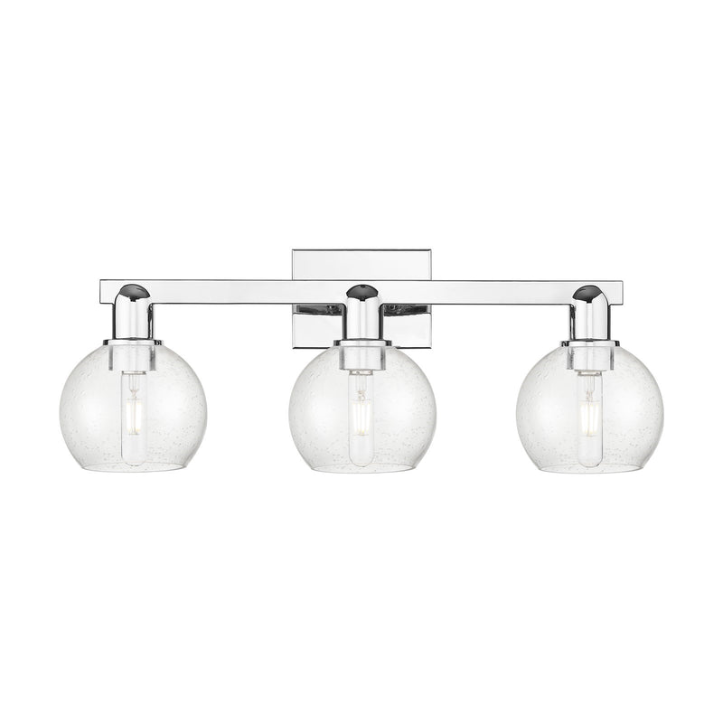 Innovations Athens 25in 3-Light Bath Vanity | Industrial Polished Chrome Steel and Seedy Glass | Bathroom Vanity & Powder Room | Model 716-3W-PC-G124-6