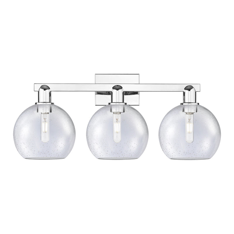 Innovations Athens 27in 3-Light Bath Vanity Light | Industrial Polished Chrome Steel and Seedy Glass | Bathroom Vanity | 27 x | Model 716-3W-PC-G124-8