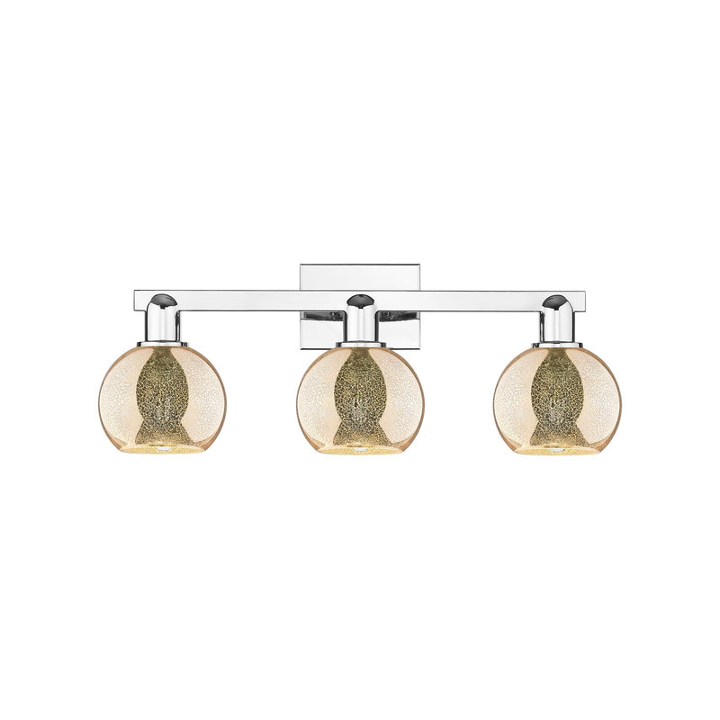 Innovations Athens 24in 3-Light Bath Vanity | Industrial Polished Chrome and Mercury Glass | Bathroom Vanity | 23.88 x 7.44 x | Model 716-3W-PC-G128-6
