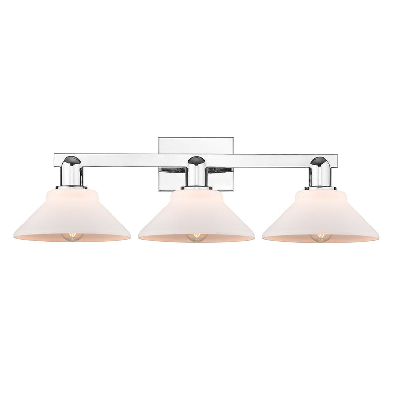 Innovations Orwell 27in 3-Light Bath Vanity Light | Industrial Polished Chrome and Matte White Glass | Bathroom Vanity | 27.38 x | Model 716-3W-PC-G131