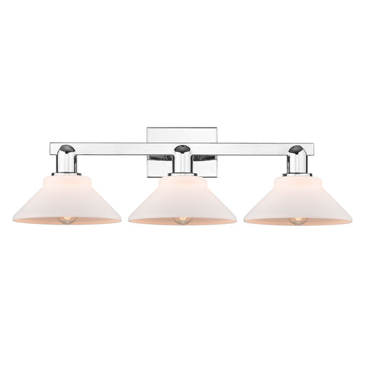 Innovations Orwell 27in 3-Light Bath Vanity Light | Industrial Polished Chrome and Matte White Glass | Bathroom Vanity | 27.38 x | Model 716-3W-PC-G131