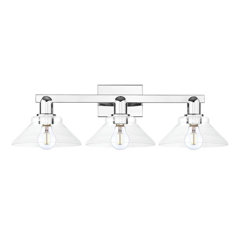 Innovations Orwell 27in 3-Light Bath Vanity Light | Industrial Polished Chrome Steel and Clear Glass | Bathroom Vanity | 27.38 x | Model 716-3W-PC-G132