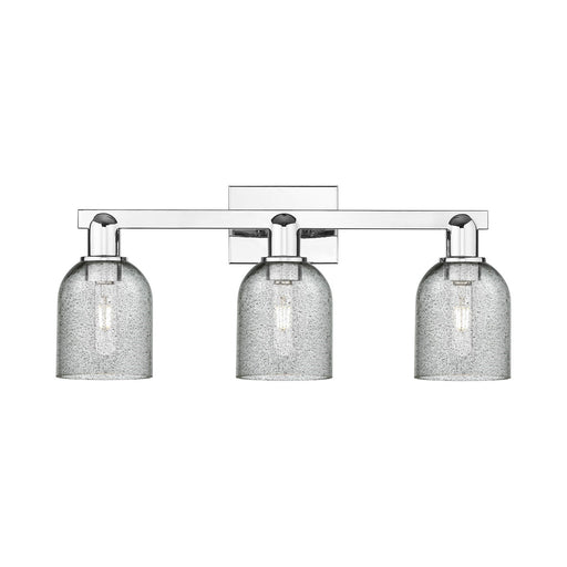 Innovations Lighting Caledonia 24in 3-Light Bath Vanity Light | Industrial Polished Chrome Steel and Charcoal Glass | Bathroom | Model 716-3W-PC-G257