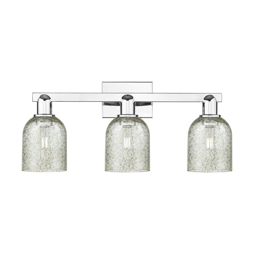 Innovations Caledonia 24in 3-Light Bath Vanity Light | Industrial Polished Chrome and Mica Glass | Bathroom Vanity | 24 x 10.75 x 7 | Model 716-3W-PC-G259