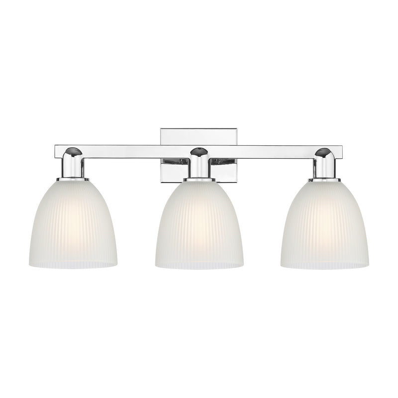 Innovations Castile 25in 3-Light Bath Vanity Light | Industrial Modern Polished Chrome and White Glass | Bathroom Vanity | 25 x | Model 716-3W-PC-G381