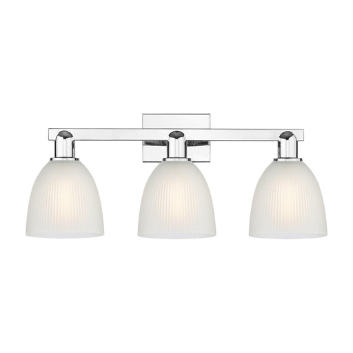 Innovations Castile 25in 3-Light Bath Vanity Light | Industrial Modern Polished Chrome and White Glass | Bathroom Vanity | 25 x | Model 716-3W-PC-G381