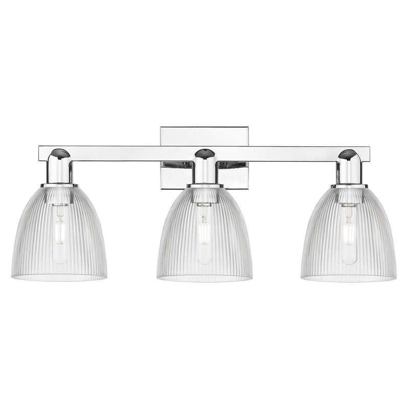 Innovations Castile 25in 3-Light Bath Vanity Light | Industrial Polished Chrome Steel and Clear Glass | Bathroom Vanity | 25 x | Model 716-3W-PC-G382