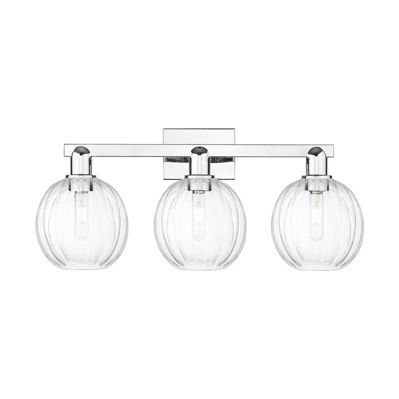 Innovations Preston 3Lt 26" Globe Bath Light, Chrome/Clear - 716-3W-PC-G458-7CL