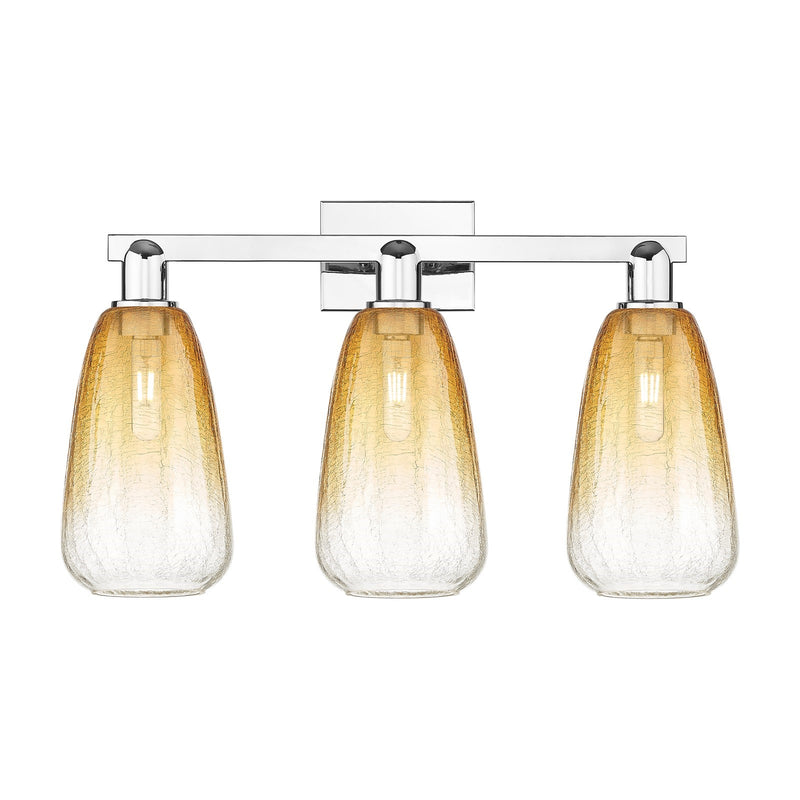 Innovations Brookhaven Almond 26in 3-Light Bath Vanity Light | Industrial Polished Chrome and Amber Glass | Bathroom Vanity | Model 716-3W-PC-G480-6AM