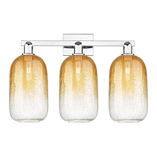 Innovations Brookhaven Cloche 26in 3-Light Bath Vanity Light | Industrial Polished Chrome and Amber Glass | Bathroom Vanity | Model 716-3W-PC-G482-7AM