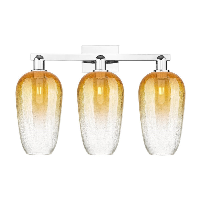 Innovations Brookhaven Flute 26in 3-Light Bath Vanity | Industrial Polished Chrome Steel and Amber Glass | Bathroom & Powder | Model 716-3W-PC-G484-7AM