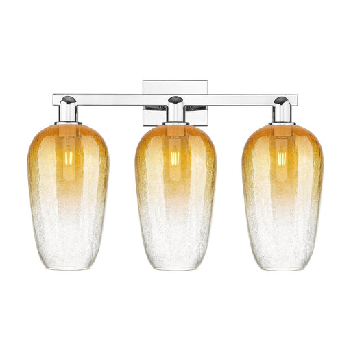 Innovations Brookhaven Flute 26in 3-Light Bath Vanity | Industrial Polished Chrome Steel and Amber Glass | Bathroom & Powder | Model 716-3W-PC-G484-7AM