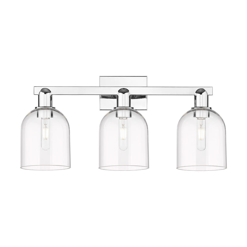 Innovations Bella 25in 3-Light Bath Vanity | Industrial Polished Chrome and Clear Glass | Bathroom Vanity Light | 24.5 x 11.25 | Model 716-3W-PC-G558-6CL
