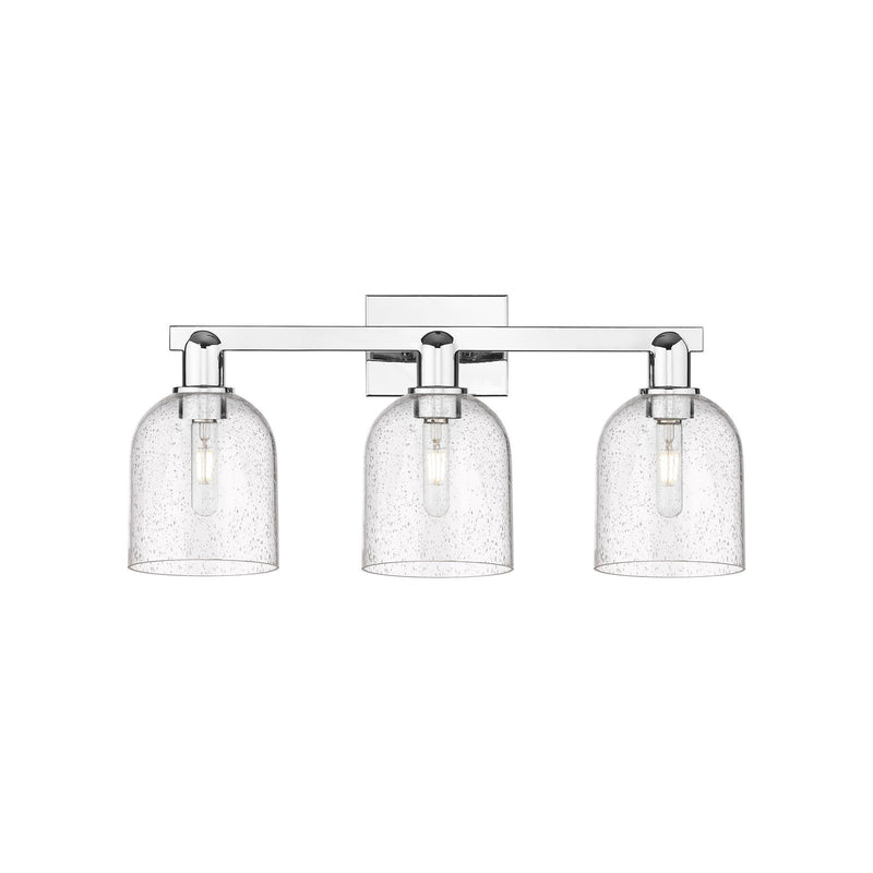 Innovations Bella 25in 3-Light Bath Vanity | Industrial Polished Chrome Steel and Seedy Glass | Bathroom Vanity Light | 24.5 x | Model 716-3W-PC-G558-6SDY