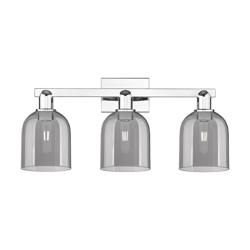Innovations Bella 25in 3-Light Bath Vanity | Industrial Polished Chrome and Light Smoke Glass | Bathroom Vanity Light | 24.5 x | Model 716-3W-PC-G558-6SM