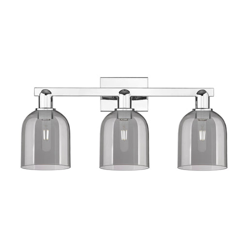 Innovations Bella 25in 3-Light Bath Vanity | Industrial Polished Chrome and Light Smoke Glass | Bathroom Vanity Light | 24.5 x | Model 716-3W-PC-G558-6SM