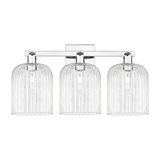 Innovations Bridal Veil 27in 3-Light Bath Vanity | Industrial Polished Chrome and Clear Ribbed Glass | Bathroom & Powder Room | Model 716-3W-PC-G559-8CL