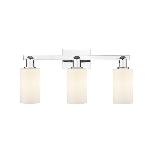 Innovations Clymer 23in 3-Light Bath Vanity Light | Industrial Polished Chrome and Matte White Glass | Bathroom Vanity | 22.88 x | Model 716-3W-PC-G801