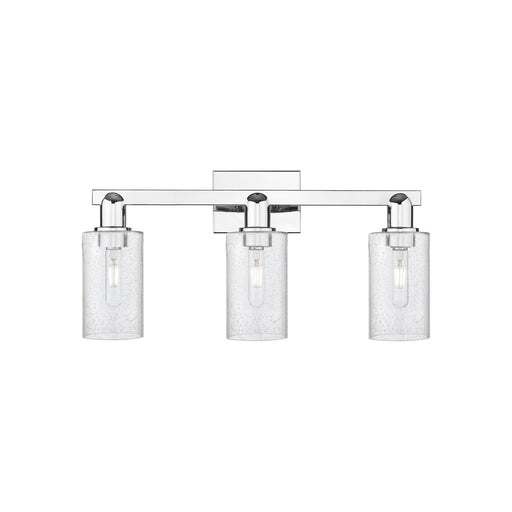 Innovations Clymer 23in 3-Light Bath Vanity Light | Industrial Polished Chrome Steel and Seedy Glass | Bathroom Vanity | 22.88 x | Model 716-3W-PC-G804