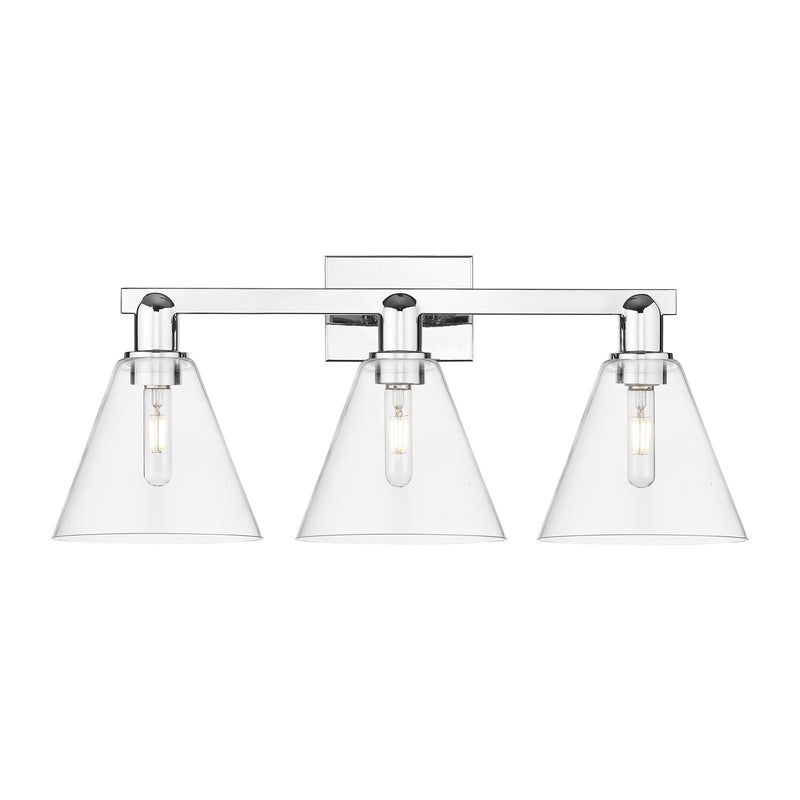 Innovations Berkshire 26in 3-Light Bath Vanity Light | Industrial Polished Chrome and Clear Glass | Bathroom Vanity | 26 x 12.25 | Model 716-3W-PC-GBC-82