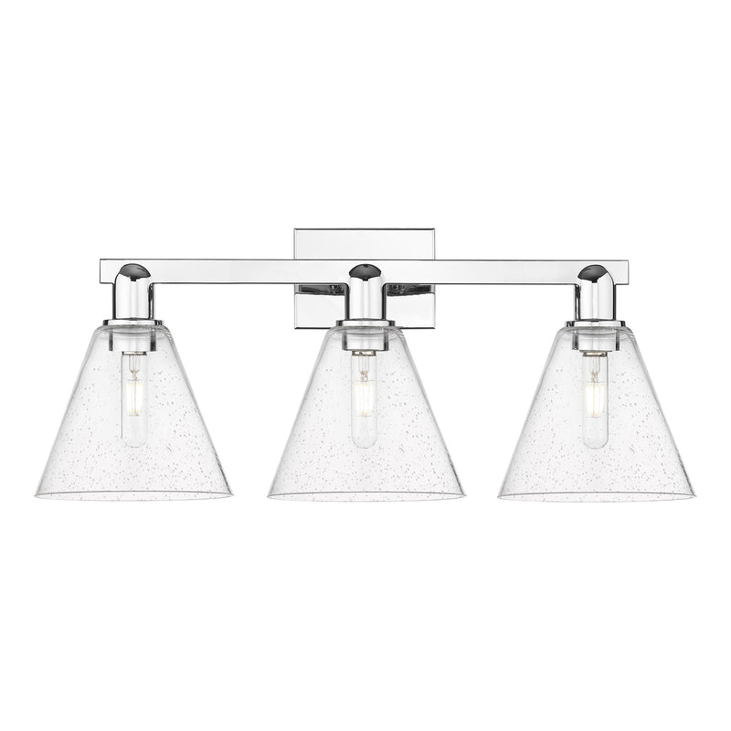 Innovations Berkshire 26in 3-Light Bath Vanity Light | Industrial Polished Chrome Steel and Seedy Glass | Bathroom Vanity | 26 x | Model 716-3W-PC-GBC-84