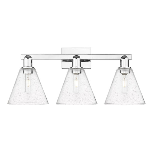 Innovations Berkshire 26in 3-Light Bath Vanity Light | Industrial Polished Chrome Steel and Seedy Glass | Bathroom Vanity | 26 x | Model 716-3W-PC-GBC-84