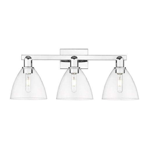 Innovations Bristol 27in 3-Light Bath Vanity | Polished Chrome Steel and Clear Glass | Damp-Rated Bathroom Vanity Light | 26.5 x | Model 716-3W-PC-GBD-752