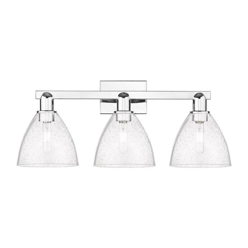 Innovations Bristol 27in 3-Light Bath Vanity | Industrial Modern Polished Chrome and Seedy Glass | Damp Rated Bathroom Vanity | Model 716-3W-PC-GBD-754