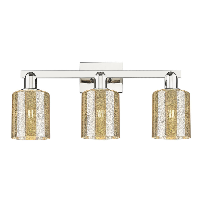 Innovations Cobbleskill 24in 3-Light Bath Vanity Light | Industrial Polished Nickel and Mercury Glass | Bathroom Vanity | 24 x | Model 716-3W-PN-G116