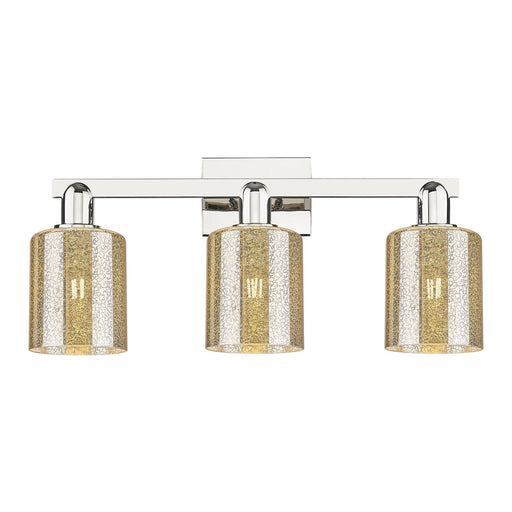 Innovations Cobbleskill 24in 3-Light Bath Vanity Light | Industrial Polished Nickel and Mercury Glass | Bathroom Vanity | 24 x | Model 716-3W-PN-G116