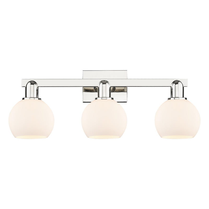 Innovations Athens 25in 3-Light Bath Vanity | Industrial Polished Nickel and Matte White Glass | Bathroom Vanity Light | 24.88 x | Model 716-3W-PN-G121-6
