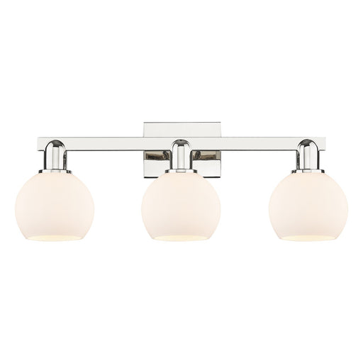 Innovations Athens 25in 3-Light Bath Vanity | Industrial Polished Nickel and Matte White Glass | Bathroom Vanity Light | 24.88 x | Model 716-3W-PN-G121-6
