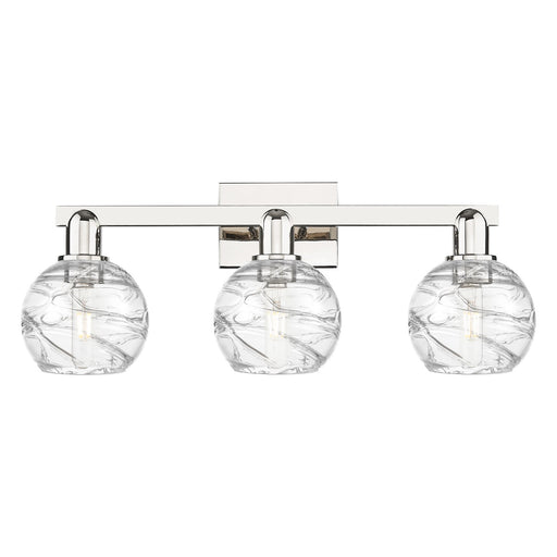 Innovations Athens Deco Swirl 26in 3-Light Bath Vanity Light | Industrial Polished Nickel and Clear Deco Swirl Glass | Model 716-3W-PN-G1213-6CL